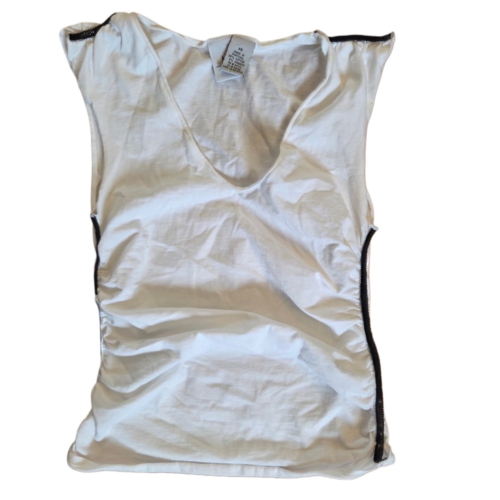 Armani Exchange White V-Neck Tank with Black Edge Trim